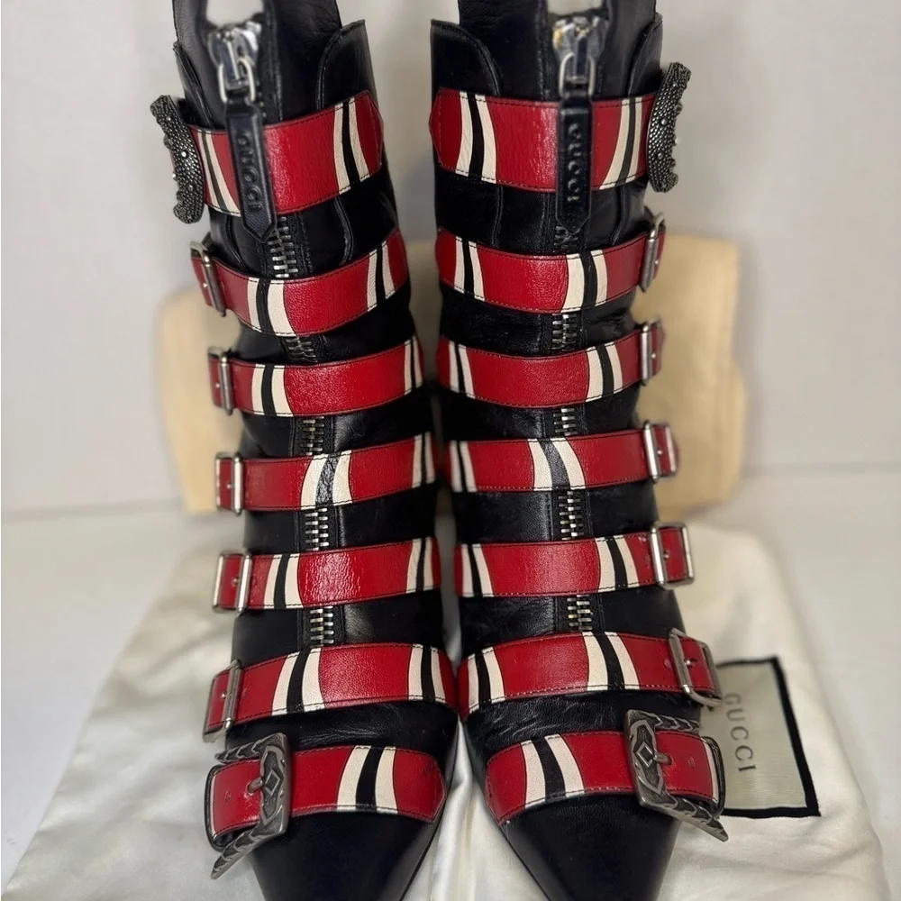 Gucci Kingsnake Dionysus Leather Multicolor Boots Size 38.